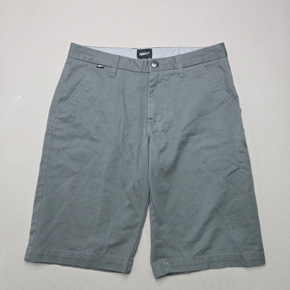 Fox Chino Shorts Slant Pocket Embroidered Logo Gray Mens 30 Skate Casual Twill